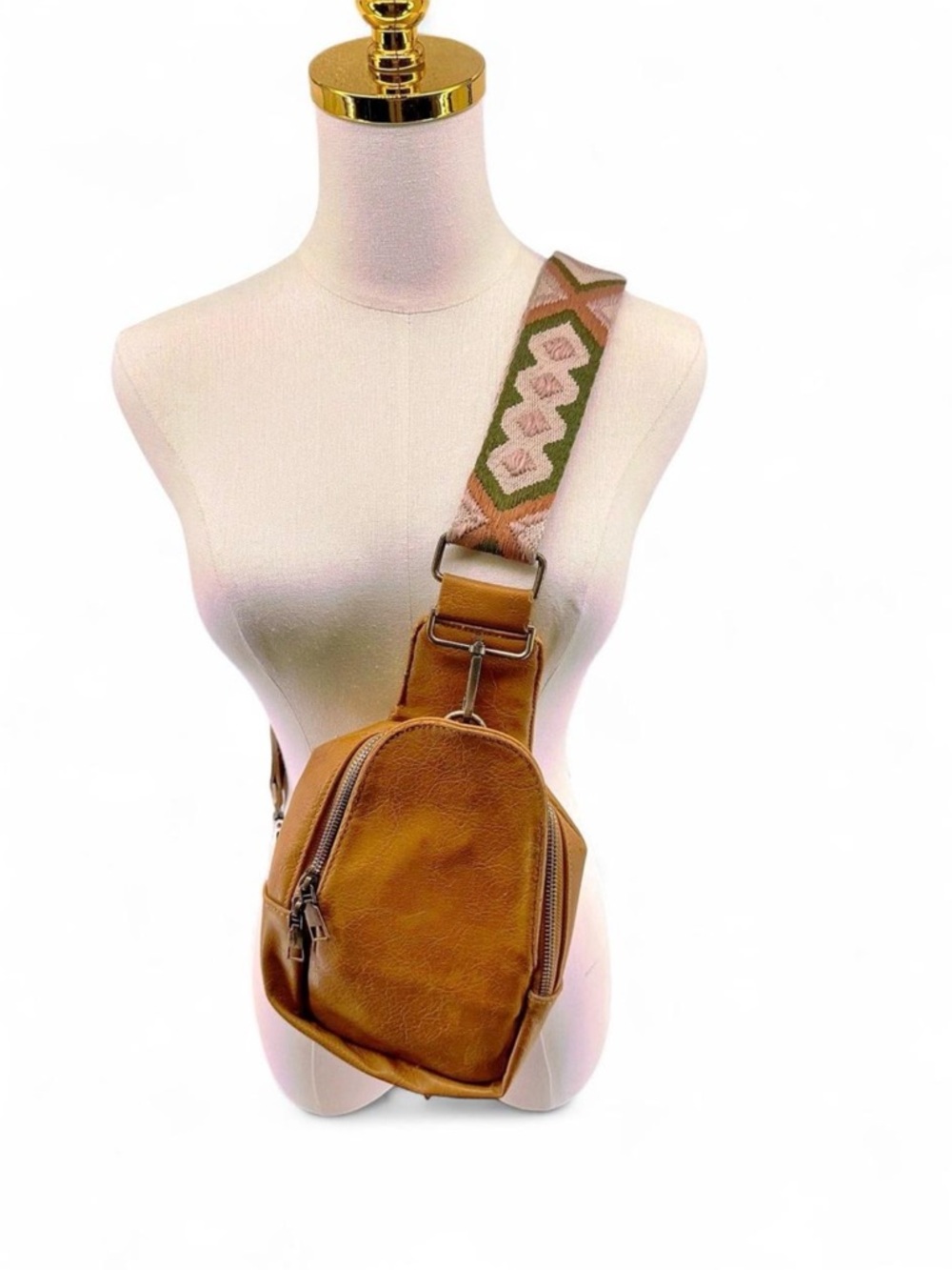 Urban Originals Vegan Leather Crossbody Sling Bag with Embroidered Strap